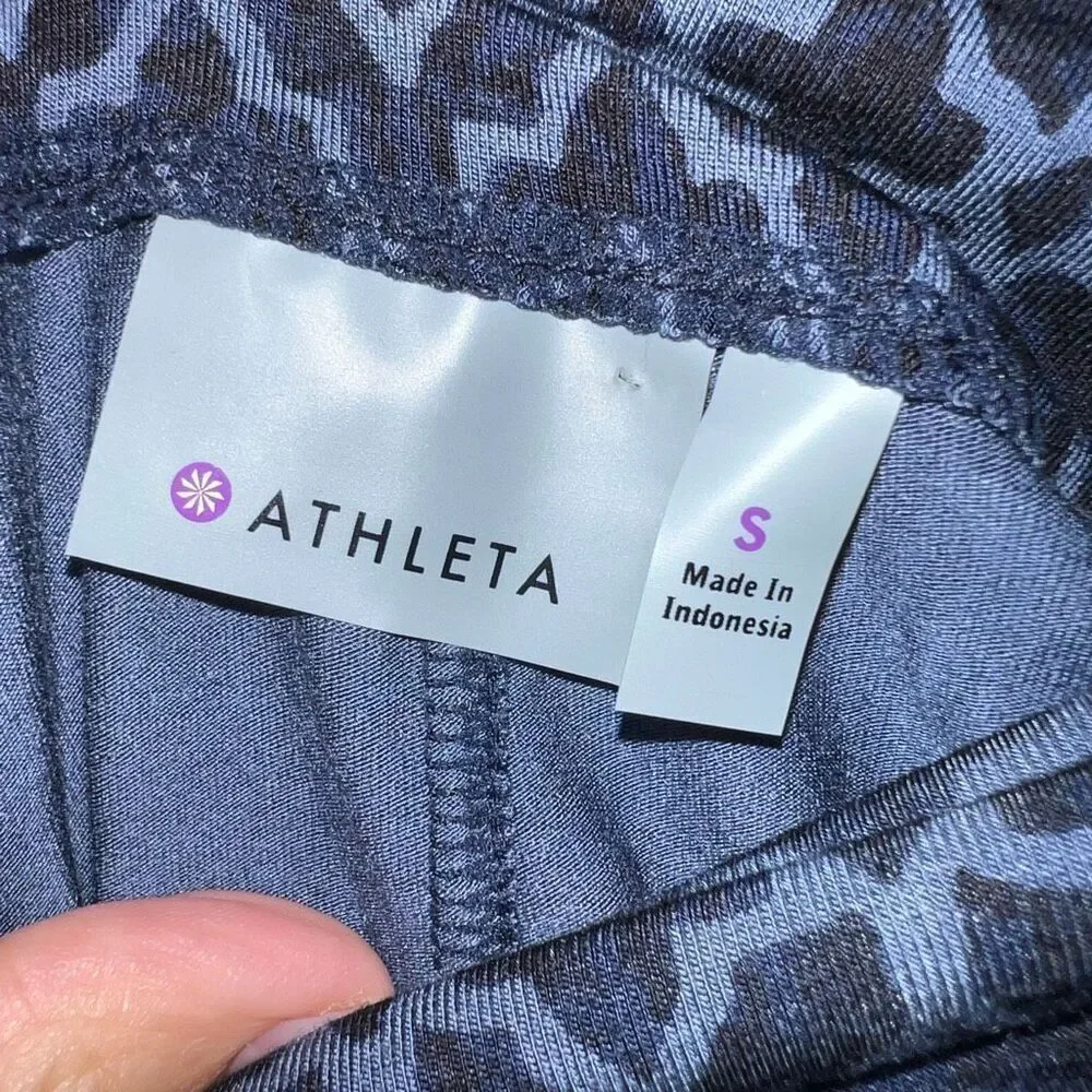Athleta Seaside Foldover Faux Wrap Skirt Navy Geo Print Size Small Navy Blue